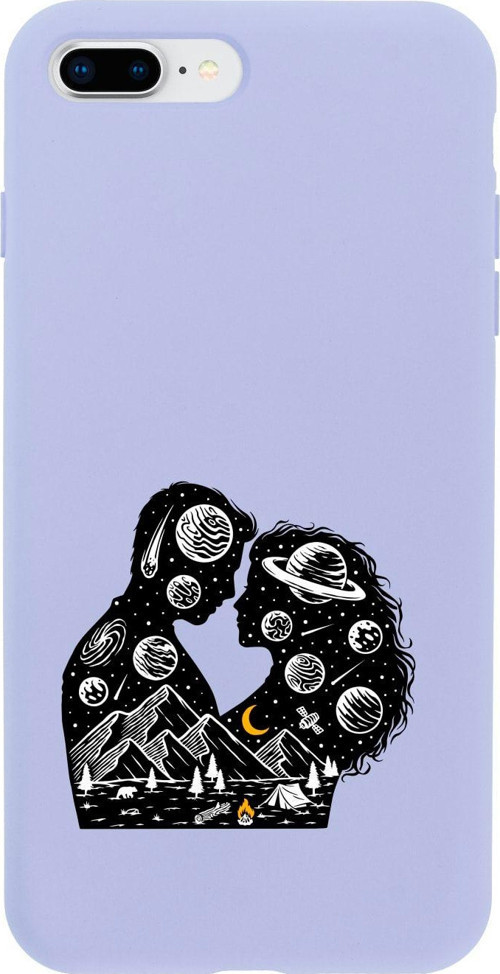 İphone 7 Plus Romantic Illustration Tasarımlı Lila Telefon Kılıfı