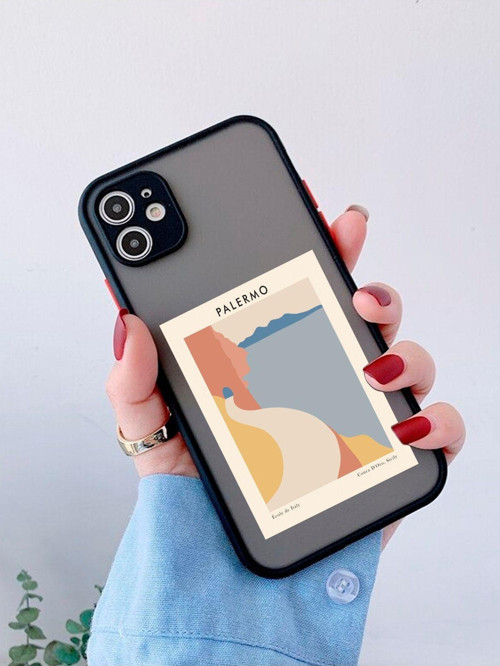 İphone 12 Uyumlu Siyah Kamera Lens Korumalı Palermo Desenli Lüx Telefon Kılıfı