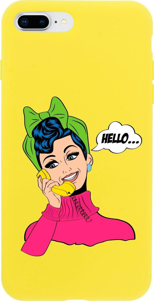 İphone 8 Plus Hello Tasarımlı Sarı Telefon Kılıfı