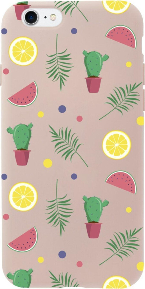 İphone 7 Summer Cactus Tasarımlı Pembe Telefon Kılıfı