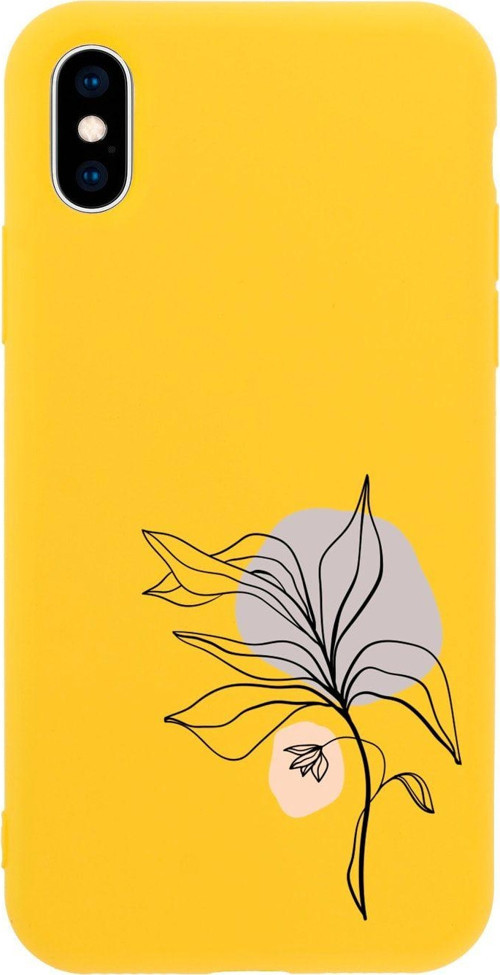 İphone Xs Uyumlu Flowers 3 Tasarımlı Sarı Telefon Kılıfı