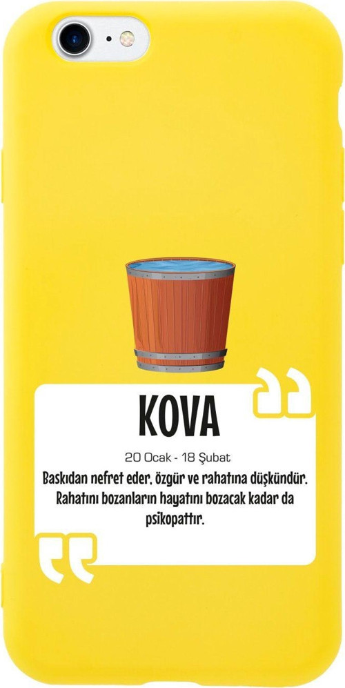 İphone Se Kova Burcu Tasarımlı Sarı Telefon Kılıfı