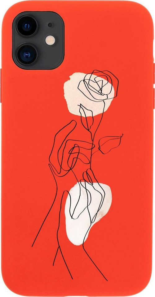 Iphone 11 Hands Holding Roses Tasarımlı Kırmızı Telefon Kılıfı
