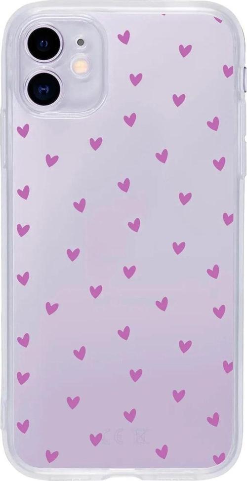 Iphone 11 Minik Kalpler Mor Desenli Şeffaf Telefon Kılıfı
