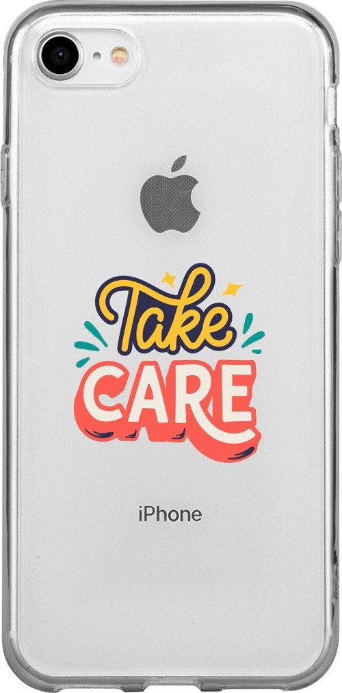 İphone 7 Dikkatli Ol Desenli Şeffaf Telefon Kılıfı