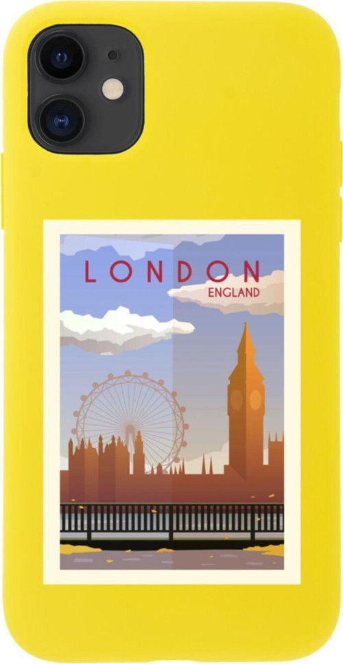Iphone 11 London Tasarımlı Sarı Telefon Kılıfı