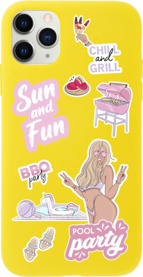 Iphone 11 Pro Pool Party Tasarımlı Sarı Telefon Kılıfı