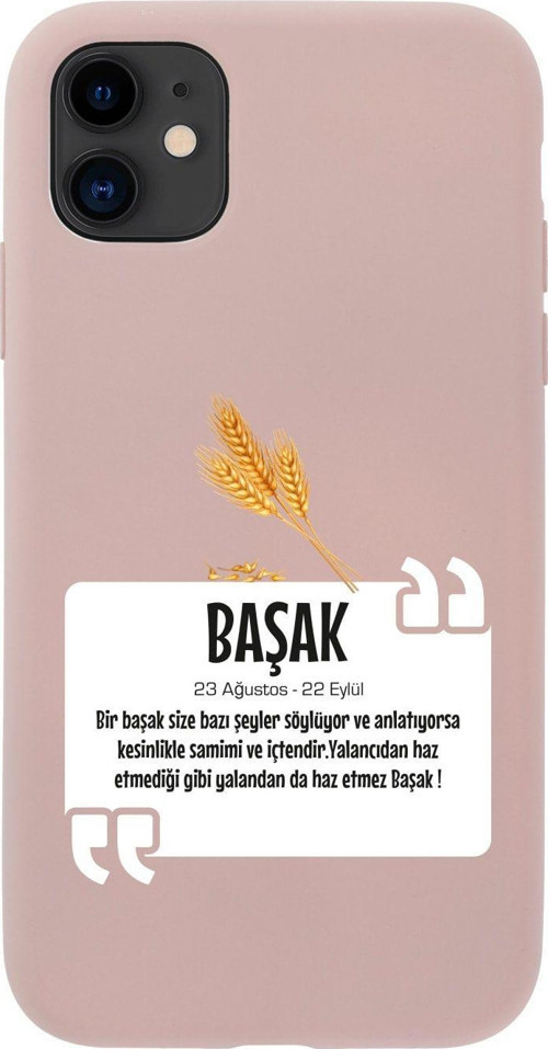 Iphone 11 Başak Yıldız Tasarımlı Pembe Telefon Kılıfı