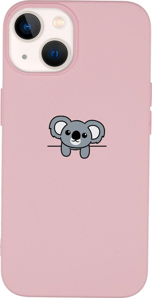 İphone 14 Plus Koala Desenli Lansman Pembe Telefon Kılıfı