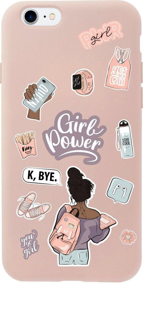 İphone 8 Girl Power Tasarımlı Pembe Telefon Kılıfı