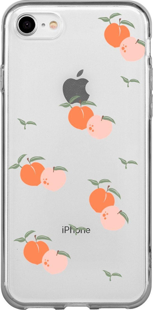 İphone Se Şeftali Desenli Şeffaf Telefon Kılıfı