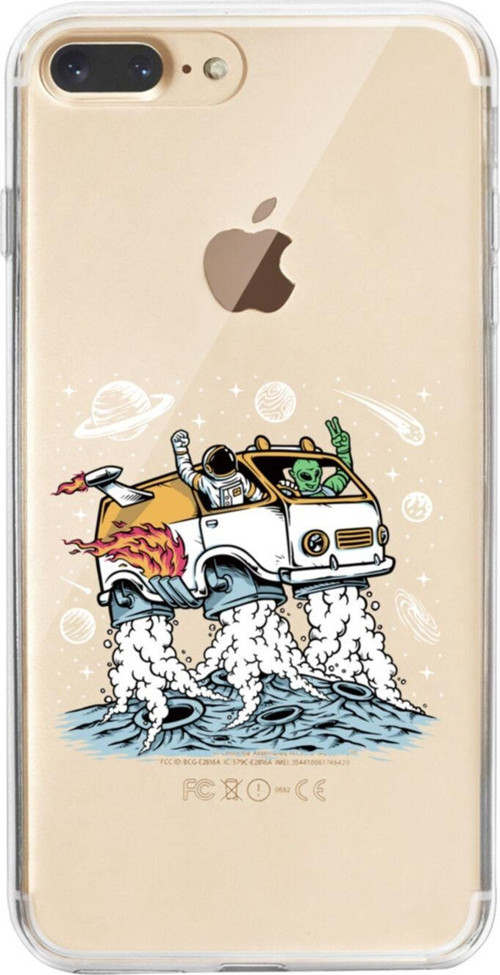 İphone 8 Plus Uzaylı Astronot Tasarımlı Şeffaf Telefon Kılıfı