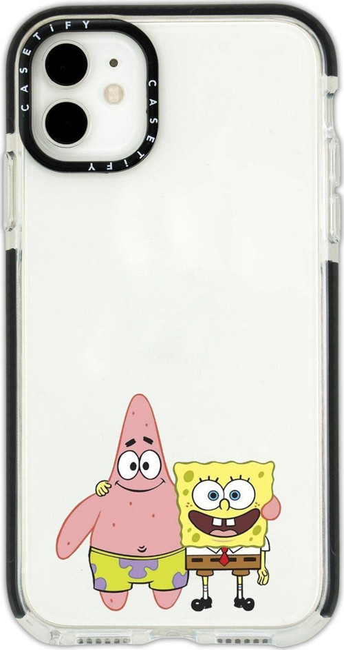 Iphone 11 Casetify Sünger Bob Ve Patrickstar Desenli Anti Shock Premium Silikonlu Siyah Kenar Detayl