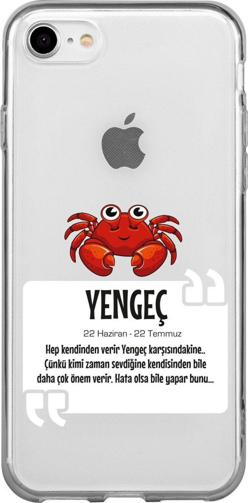 İphone 8 Yengeç Burcu Desenli Şeffaf Telefon Kılıfı