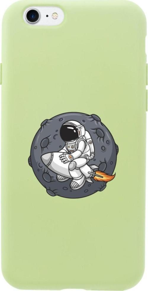 İphone Se Gezegen Ve Astronot Tasarımlı Yeşil Telefon Kılıfı