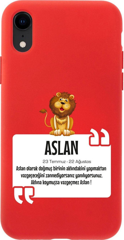 İphone Xr Aslan Burcu Tasarımlı Kırmızı Telefon Kılıfı