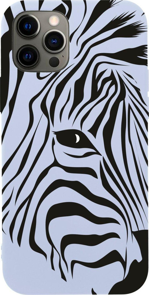 Iphone 12 Pro Max Zebra Head Tasarımlı Lila Telefon Kılıfı