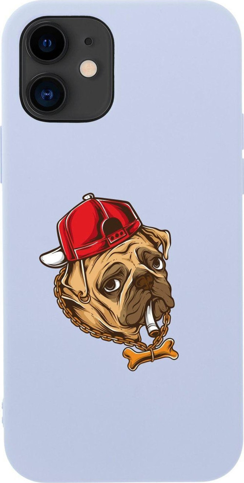 İphone 12 Efkarlı Pug Tasarımlı Lila Telefon Kılıfı