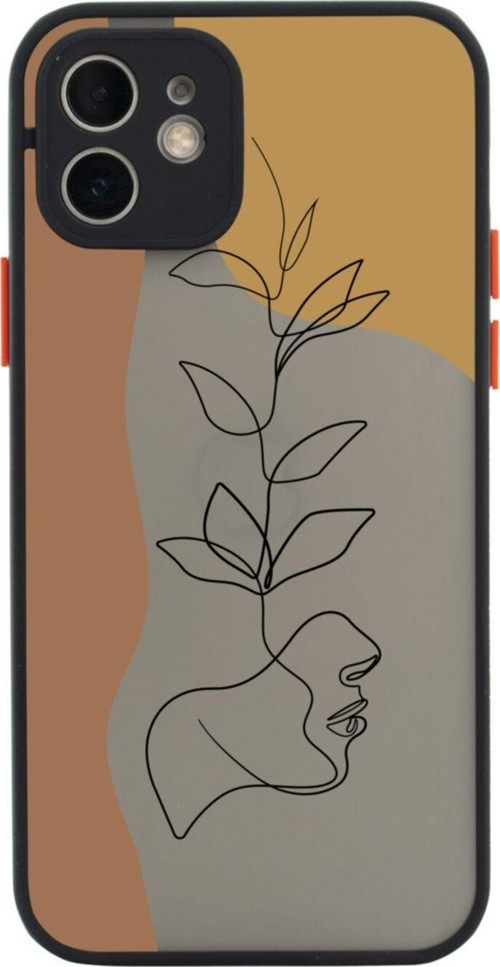 Iphone 11 Lüx Kamera Lens Korumalı Flowers Face Siyah Telefon Kılıfı