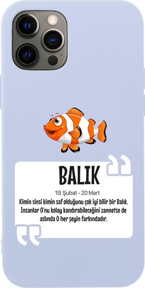 Iphone 12 Pro Balık Burcu Tasarımlı Lila Telefon Kılıfı