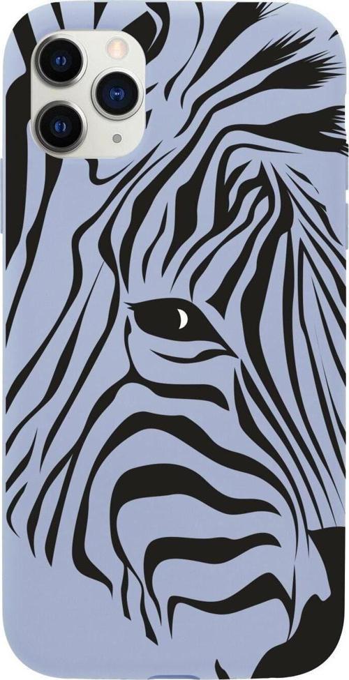 Iphone 11 Pro Zebra Head Tasarımlı Lila Telefon Kılıfı