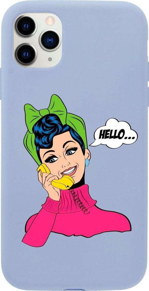Iphone 11 Pro Max Hello Tasarımlı Lila Telefon Kılıfı