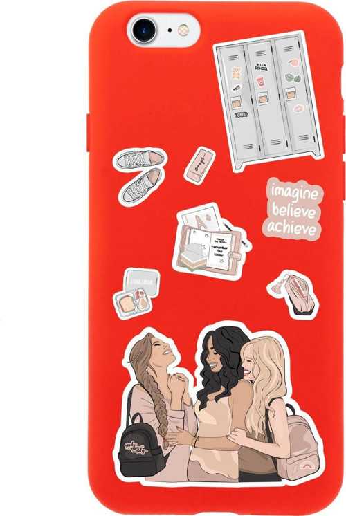 İphone 8 Best Sisters Tasarımlı Kırmızı Telefon Kılıfı