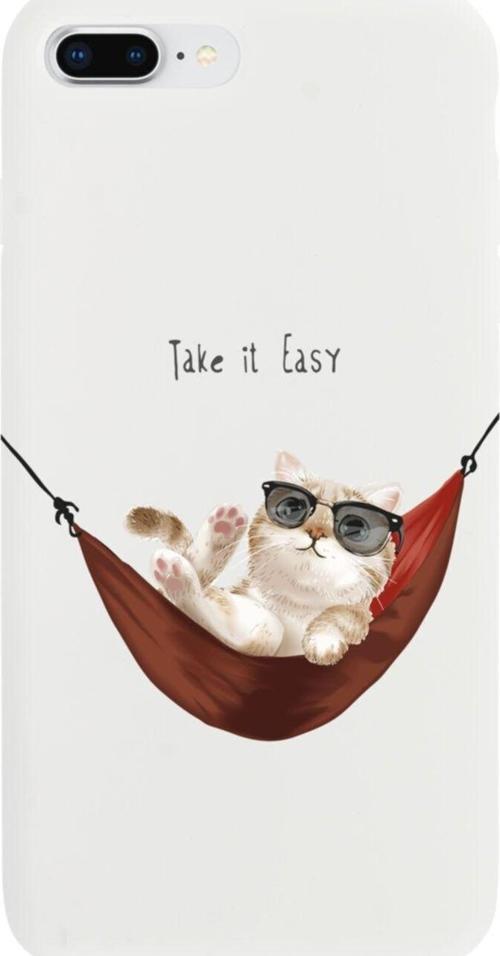 İphone 7 Plus Take It Easy Tasarımlı Beyaz Telefon Kılıfı