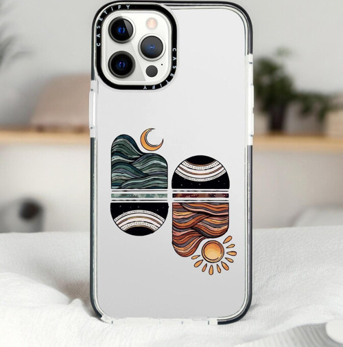 İphone 14 Pro Max Sunset Wave Desenli Casetify Darbe Emci Silikonlu Telefon Kılıfı