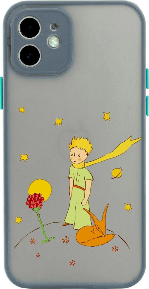 Iphone 11 Lüx Kamera Lens Korumalı Le Petit Prince Desenli Gri Telefon Kılıfı