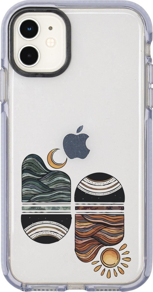 İphone 12 Uyumlu Sunset Wave Desenli Candy Bumper Silikonlu Telefon Kılıfı