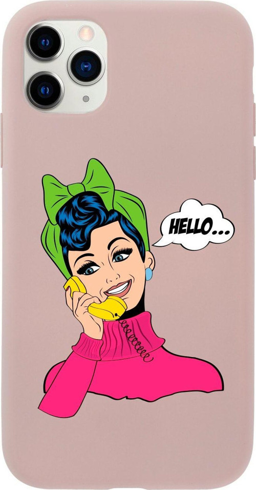 Iphone 11 Pro Max Hello Tasarımlı Pembe Telefon Kılıfı