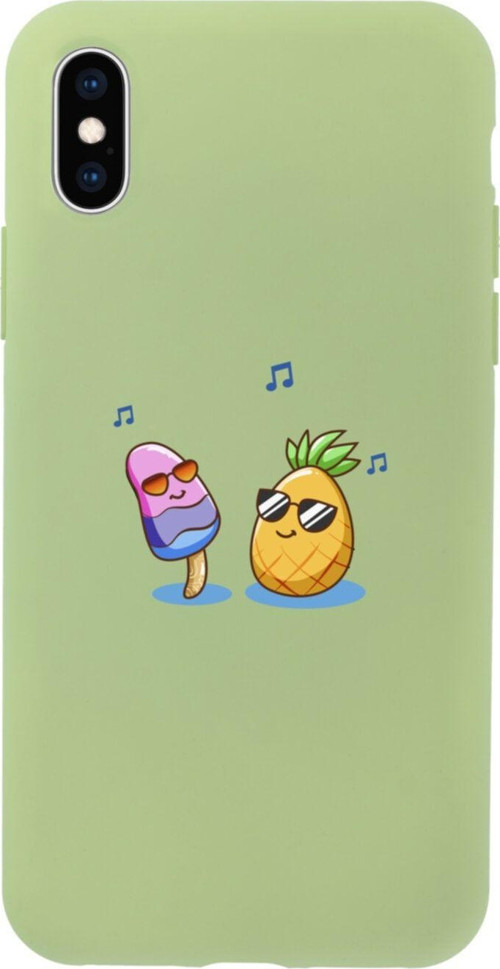 İphone X Singer Pineapple Tasarımlı Yeşil Telefon Kılıfı