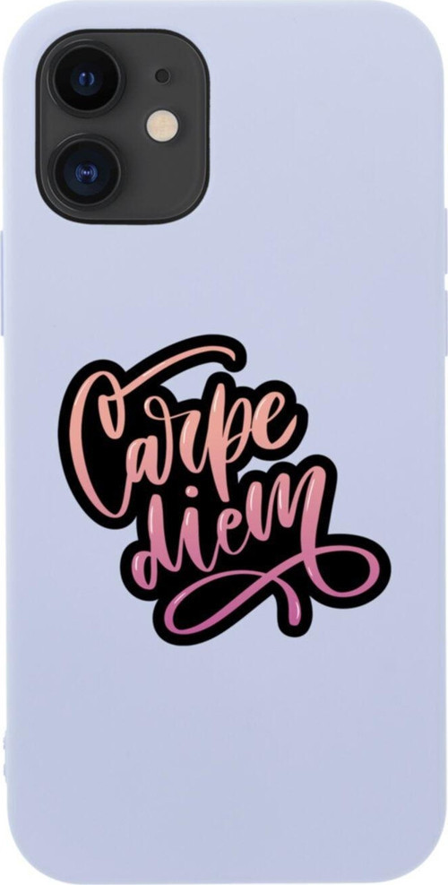 İphone 12 Carpe Diem Tasarımlı Lila Telefon Kılıfı