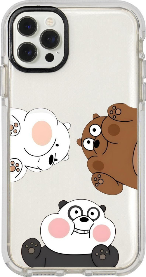 İphone 12 Pro Max Uyumlu Cute Animals Desenli Candy Bumper Silikonlu Telefon Kılıfı