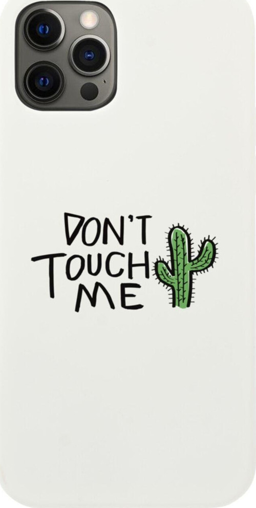 Iphone 12 Pro Don'T Touch Me Tasarımlı Beyaz Telefon Kılıfı