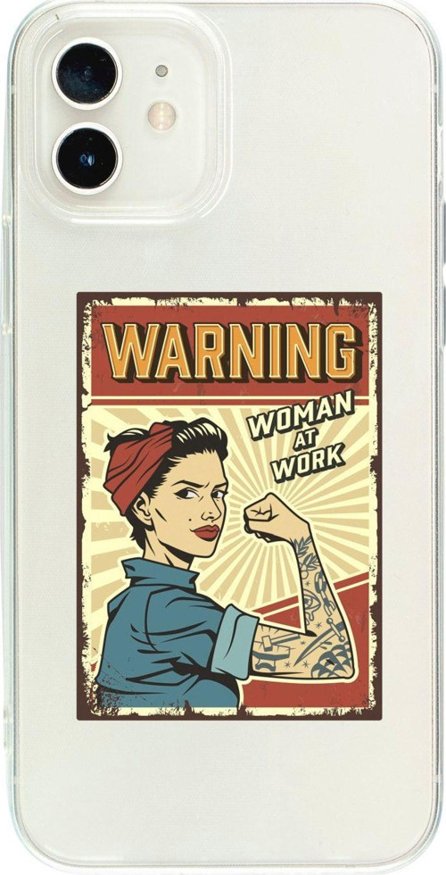 İphone 12 Uyumlu Women At Work Tasarımlı Premium Şeffaf Silikon Kılıf