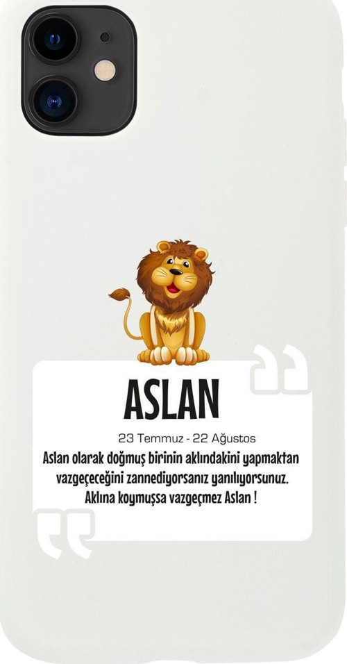 Iphone 11 Aslan Burcu Tasarımlı Beyaz Telefon Kılıfı