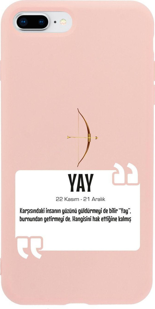 İphone 7 Plus Yay Burcu Tasarımlı Pembe Telefon Kılıfı