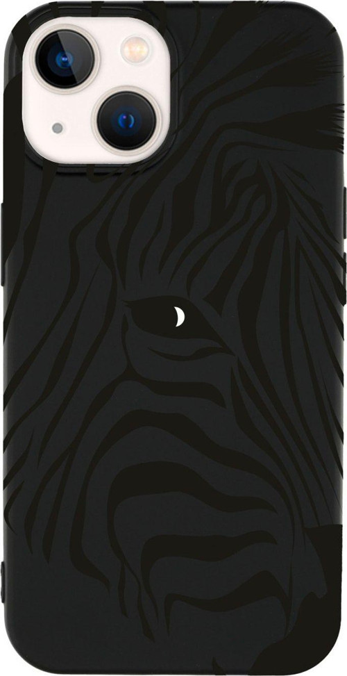 İphone 14 Plus Zebra Head Desenli Lansman Siyah Telefon Kılıfı
