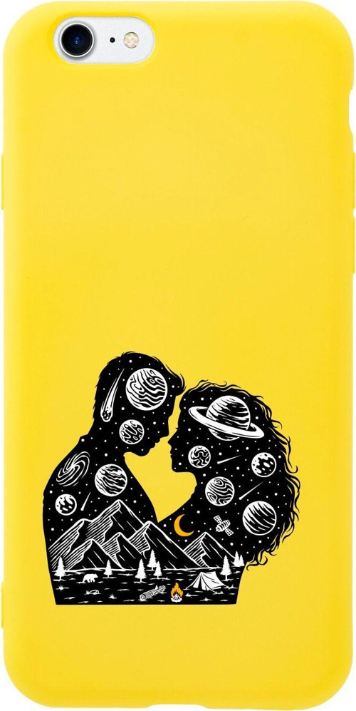 İphone Se Romantic Illustration Tasarımlı Sarı Telefon Kılıfı