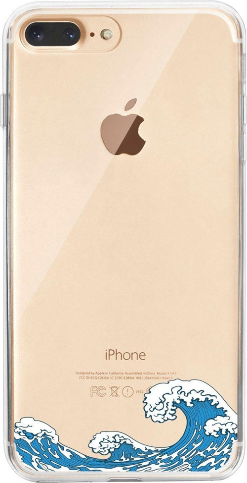 İphone 8 Plus Wave Vector Desenli Şeffaf Telefon Kılıfı