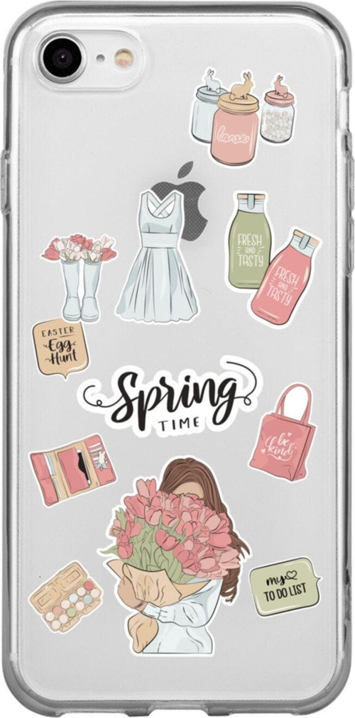 İphone 8 Spring Time Tasarımlı Şeffaf Telefon Kılıfı