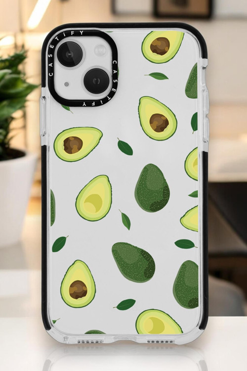 İphone 15 Plus Uyumlu Avokado Desenli Casetify Darbe Emci Silikonlu Telefon Kılıfı