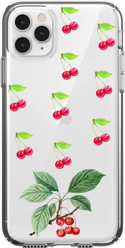 Iphone 11 Pro Kiraz Desenli Şeffaf Telefon Kılıfı