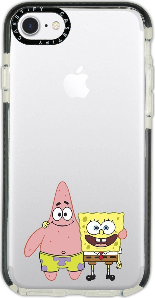 İphone 6 Casetify Sünger Bob Ve Patrickstar Desenli Anti Shock Premium Silikonlu Siyah Kenar Detaylı