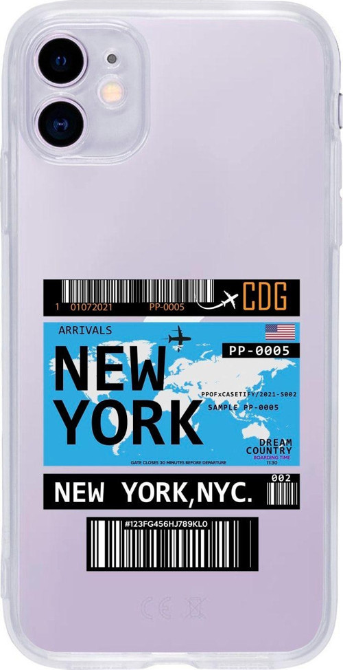 Iphone 11 Uyumlu New York Desenli Premium Şeffaf Silikon Kılıf