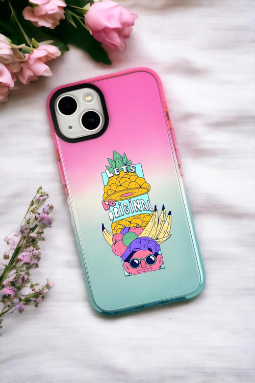 İphone 14 Plus Uyumlu Be Original Desenli Premium Rainbow Silikonlu Telefon Kılıfı