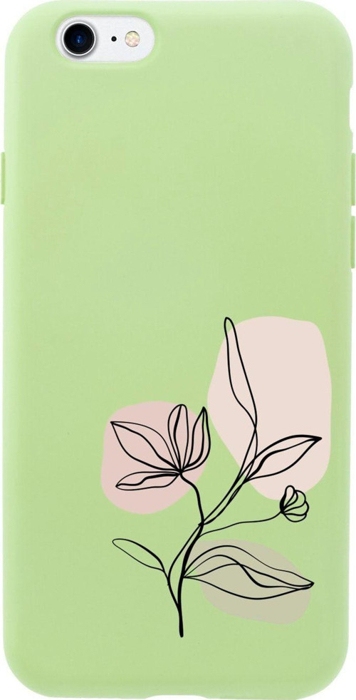 İphone Se Art Pink Flower Tasarımlı Yeşil Telefon Kılıfı