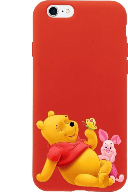 İphone 8 Pooh Tasarımlı Kırmızı Telefon Kılıfı